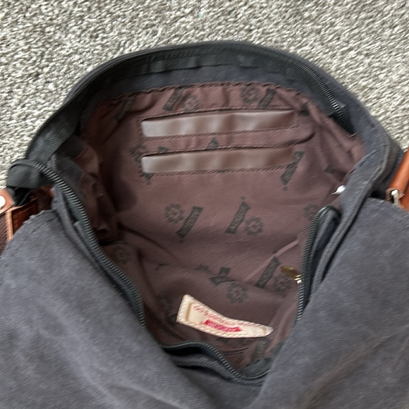 AUGUR STRAUSS & Co. Canvas/Leather Messenger. Navy blue- EUC/SFH - Picture 6 of 8